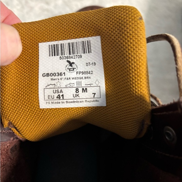 Brown Leather Georgia Boot Wedge Work Boots Leather Laces - Size 8 - Picture 7 of 8